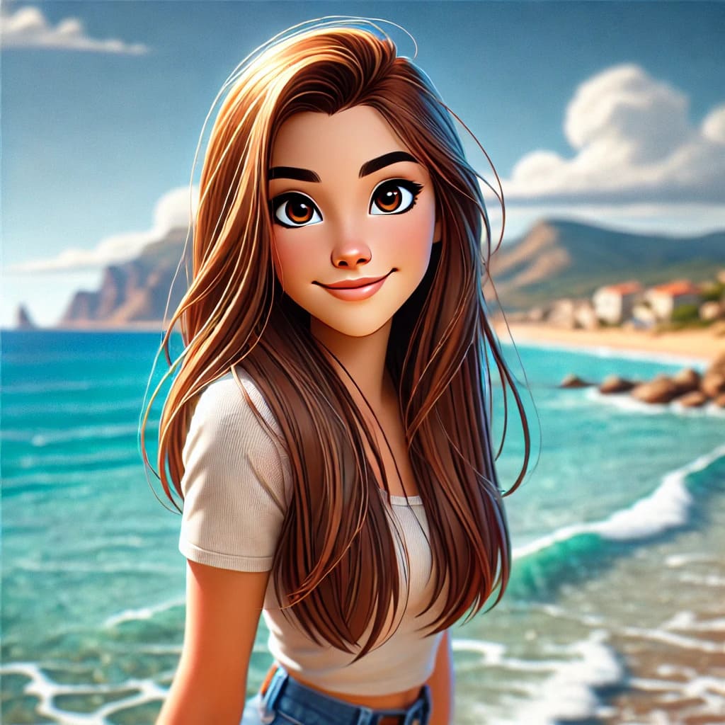 image ia d'une jeune fille devant la mer Méditerranée pour illustrer mon site web